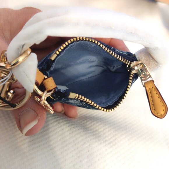 Coach Signature Denim & Leather Mini Nolita Bag Charm Key Chain, NWT - Picture 5 of 8